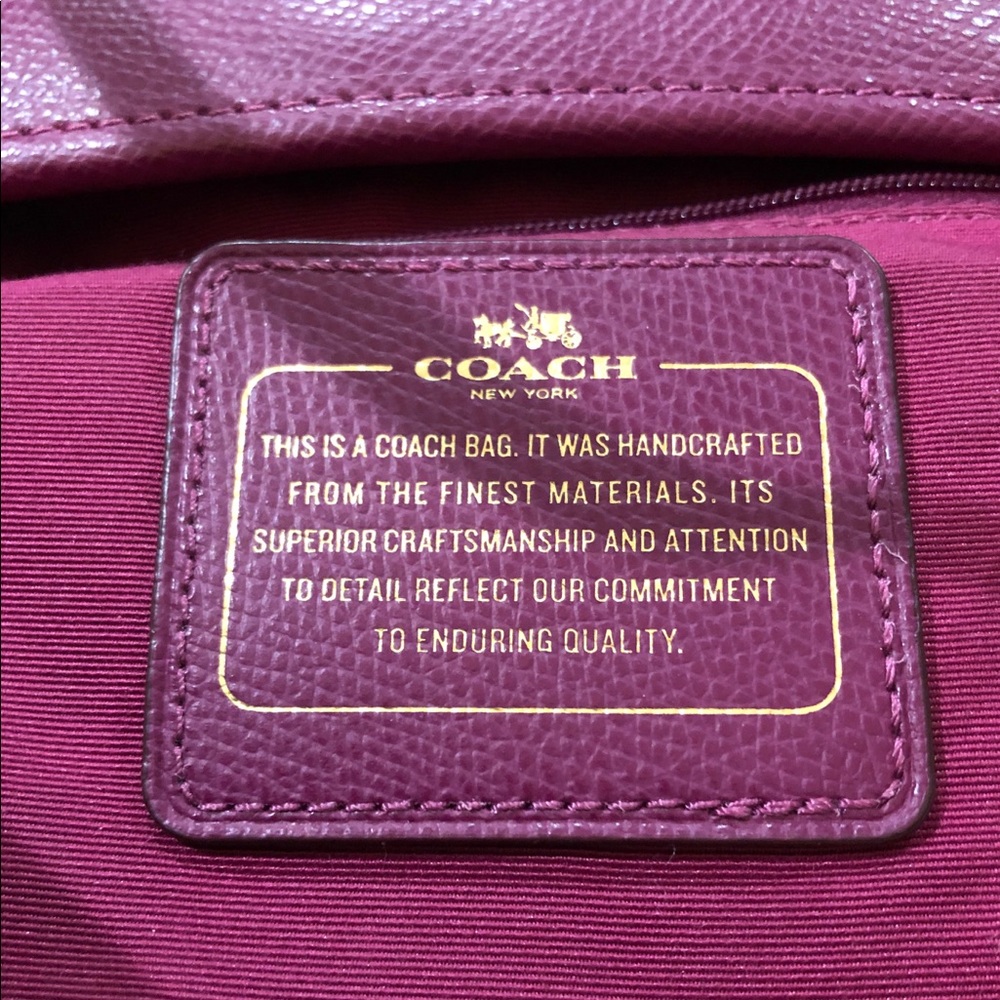 SOLD!!! COACH Pebbled Leather Tote (Plum) - Picture 4 of 8